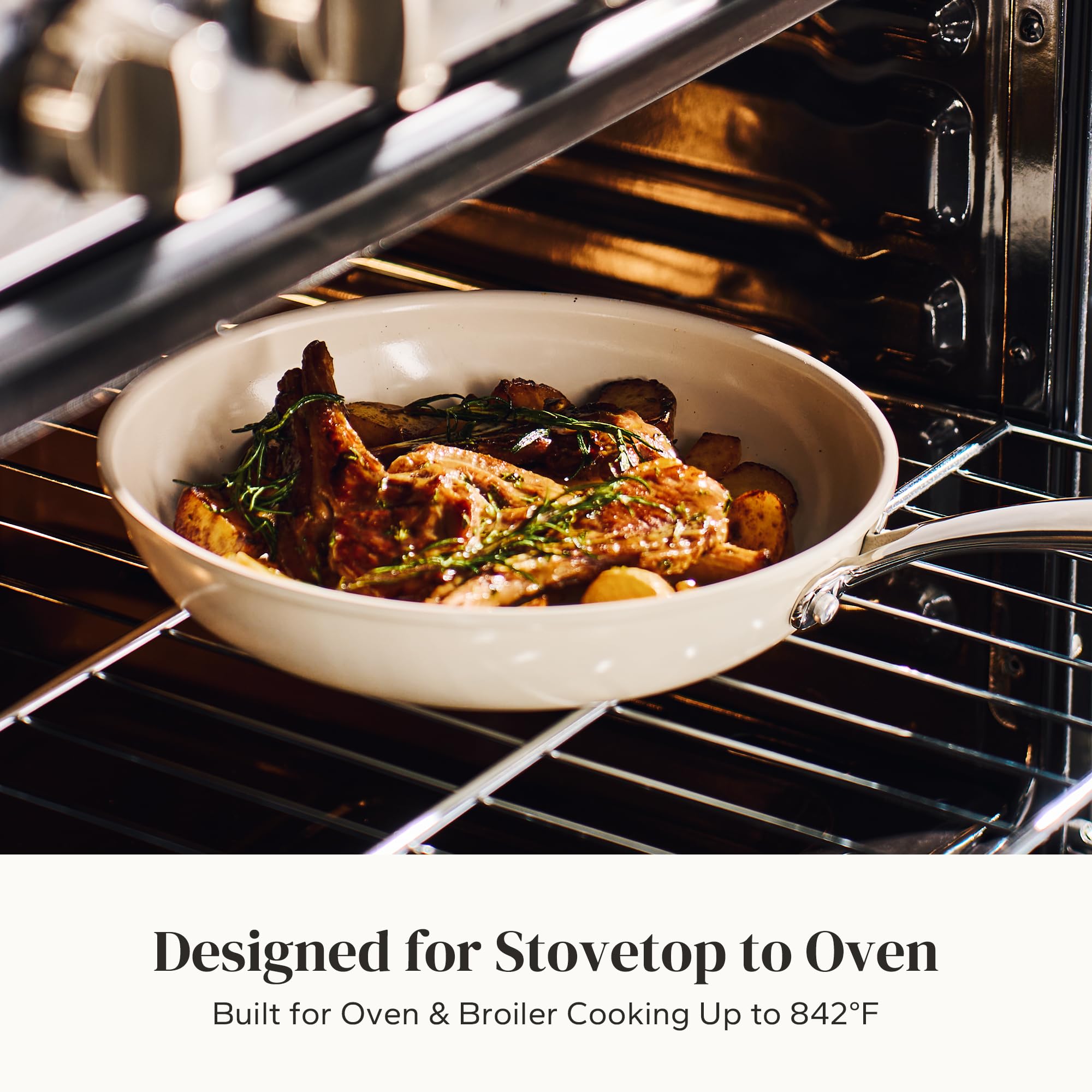 Redchef nonstick pan labeled dishwasher-safe for quick cleanup