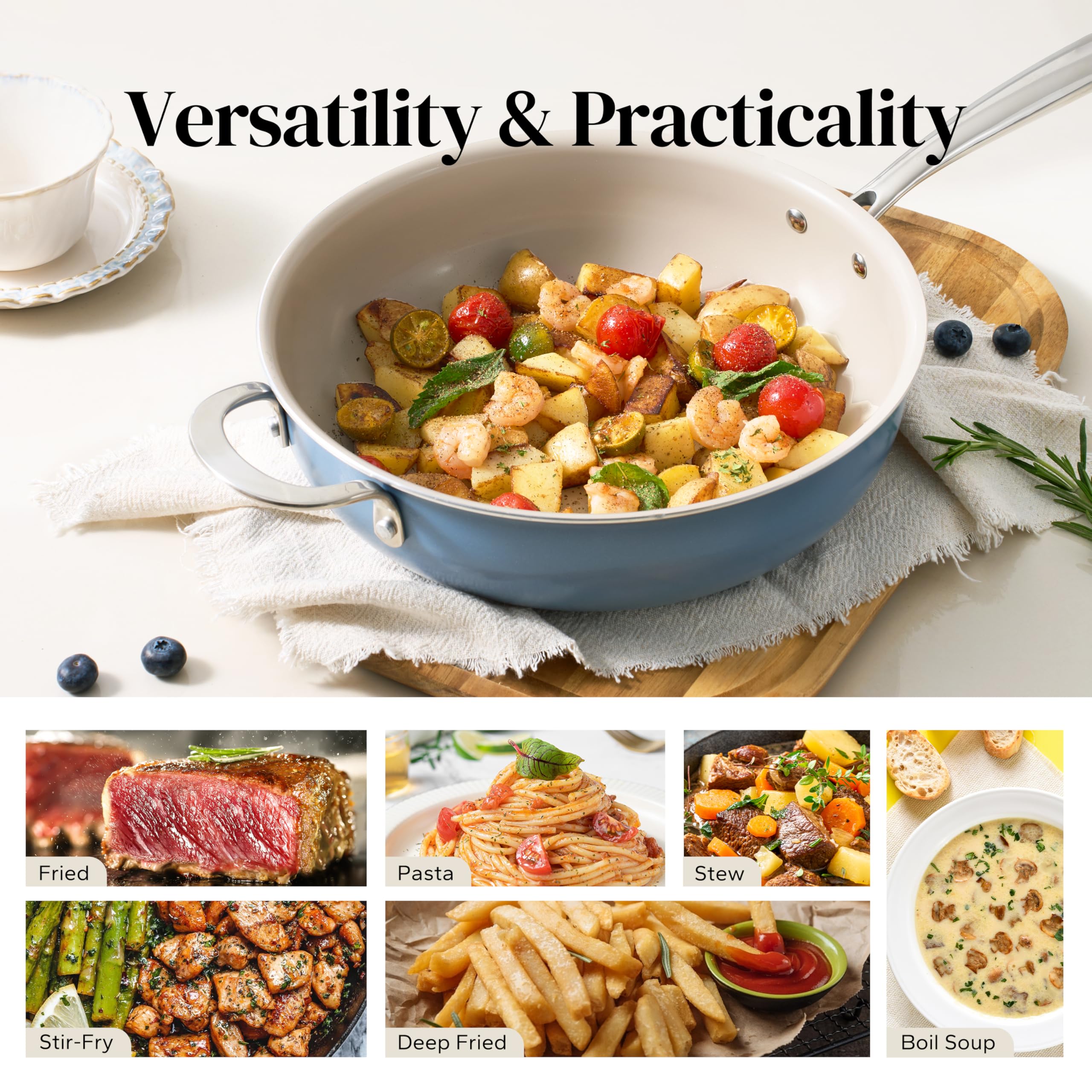 Redchef professional glass lid lets you monitor progress with minimal heat loss.