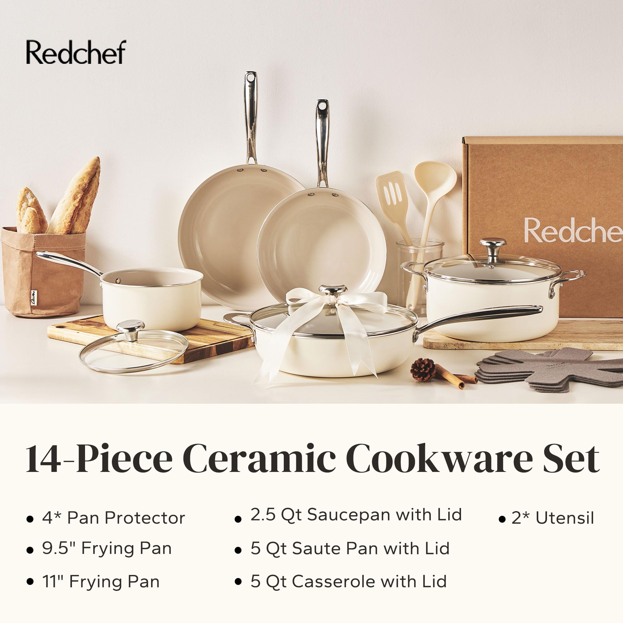 Redchef silicone utensils and pot protectors for gentle, scratch-free cooking