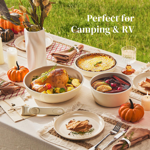 Redchef stackable design saves space for compact kitchens and RV storage.