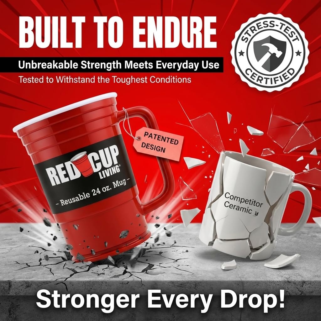 Red Cup Living eco-conscious ABS plastic supports durable reuse.