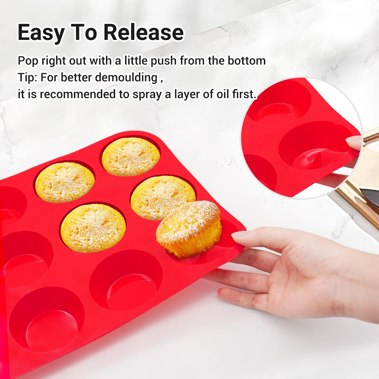 Redfly easy-release muffin pan ideal for quick demolding