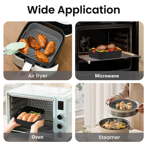 Redfly silicone liner works in ovens and microwaves for flexible use.