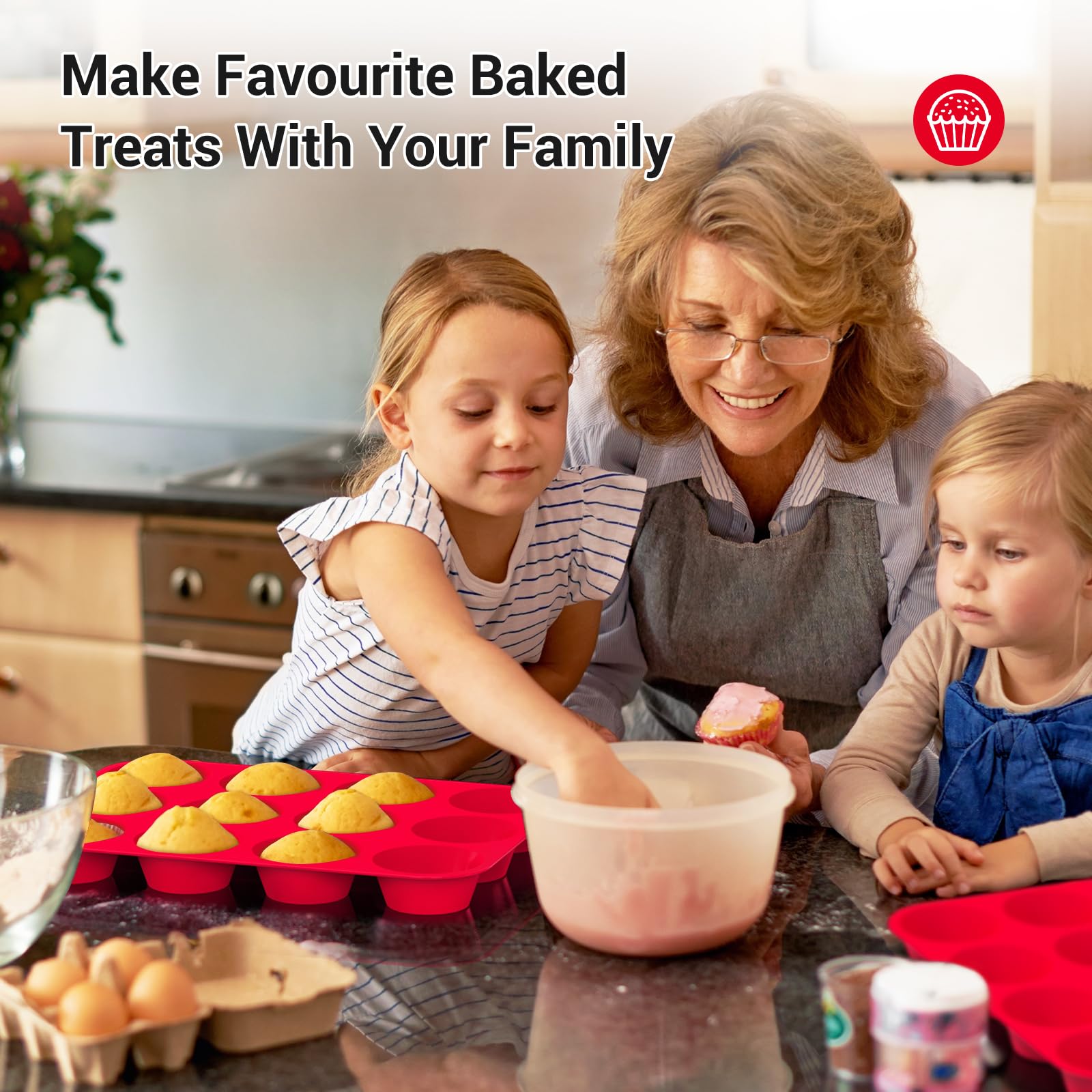 Redfly versatile silicone muffin tray suitable for cupcakes, bites, and more