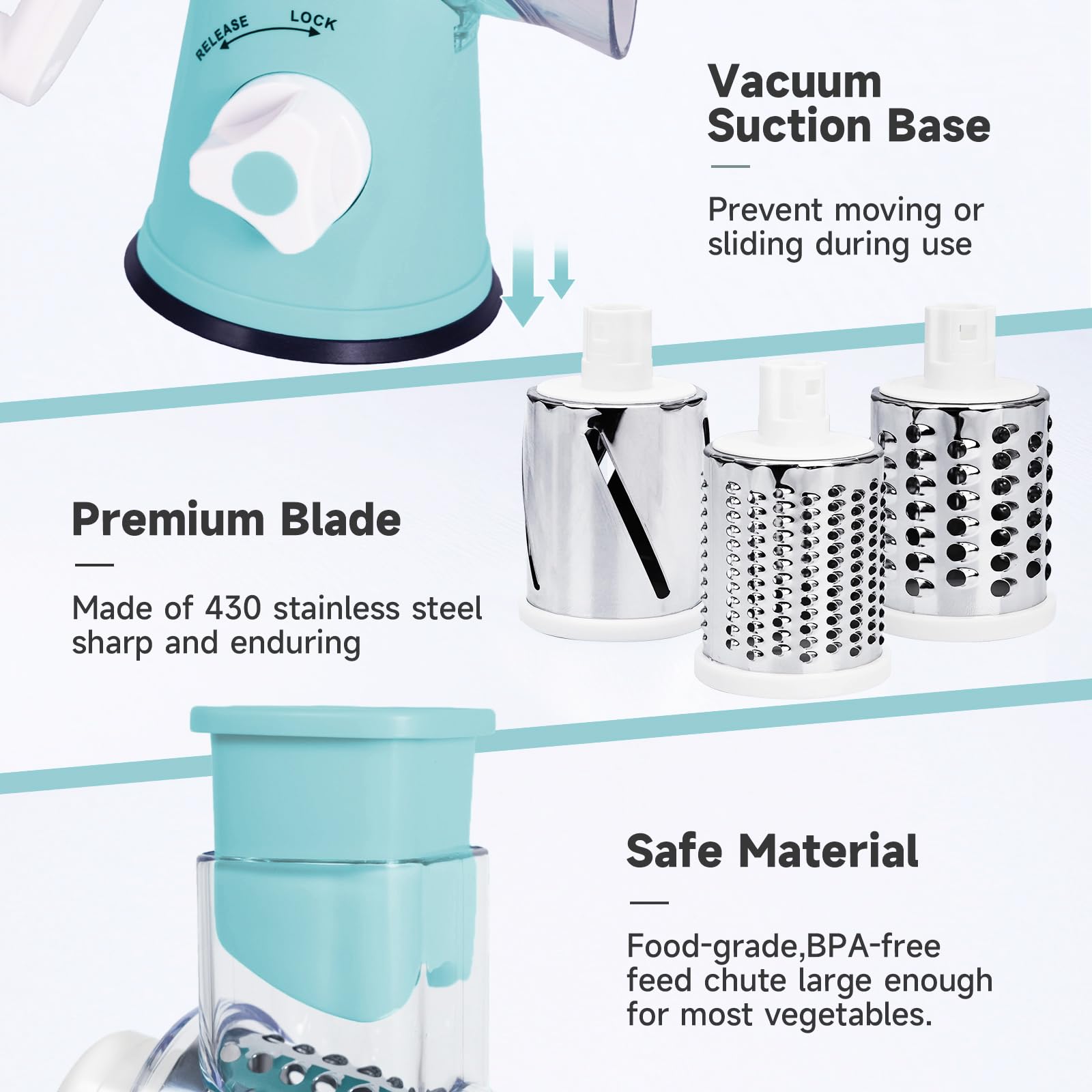 REDPANT Rotary Cheese Grater dishwasher-safe blades simplify cleaning after cooking