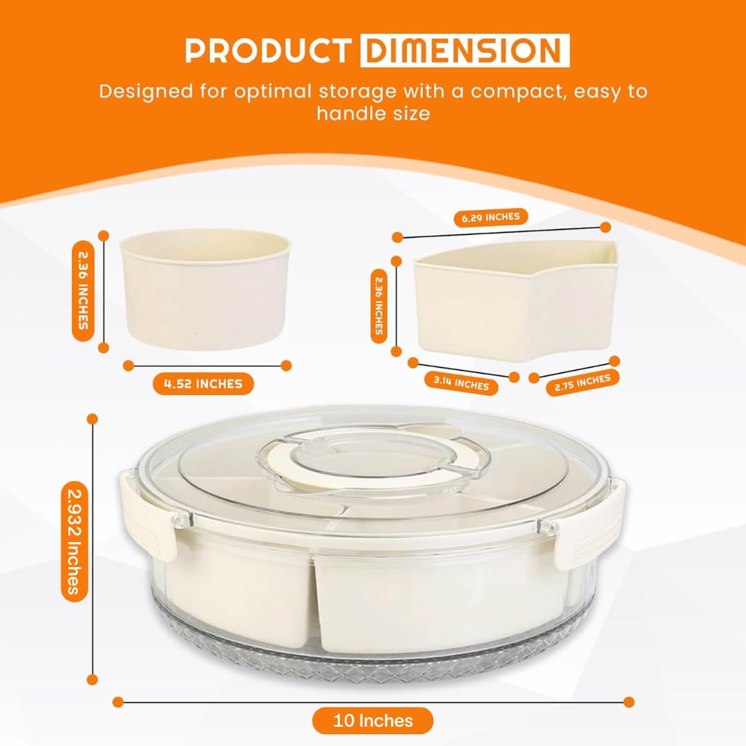 RedRoko rotating tray highlights multiple compartments for organized snacks.