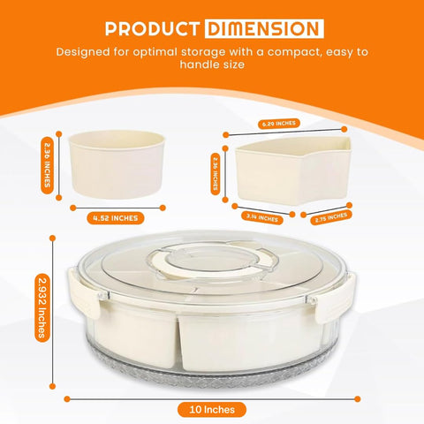 RedRoko rotating tray highlights multiple compartments for organized snacks.