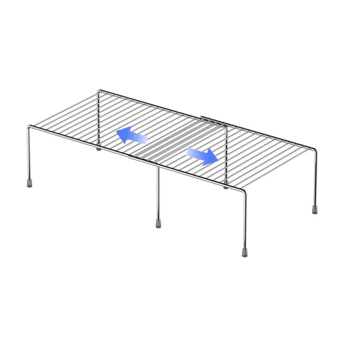 Redrubbit expandable shelf extended to fit long cabinet space for flexible storage