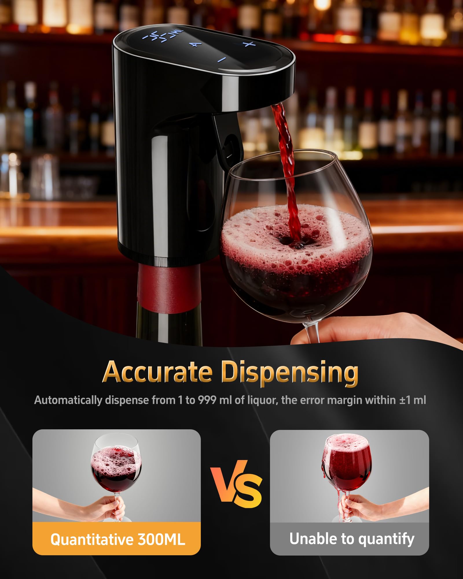 Redsack precision-pour device showing auto-dosing for accurate cocktails