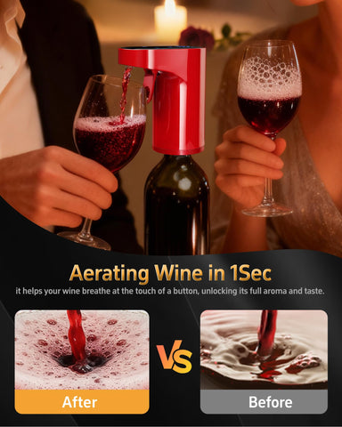 Redsack smart pourer enables one-handed serving at a table.