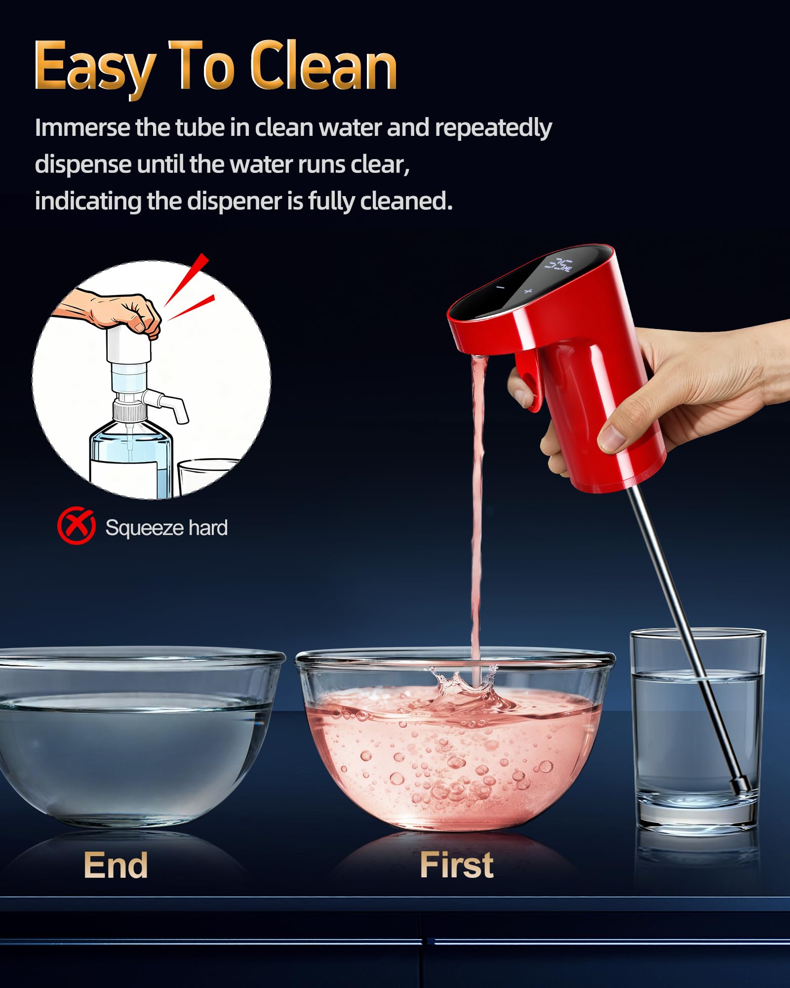 Redsack rechargeable dispenser powered by USB-C for long events.