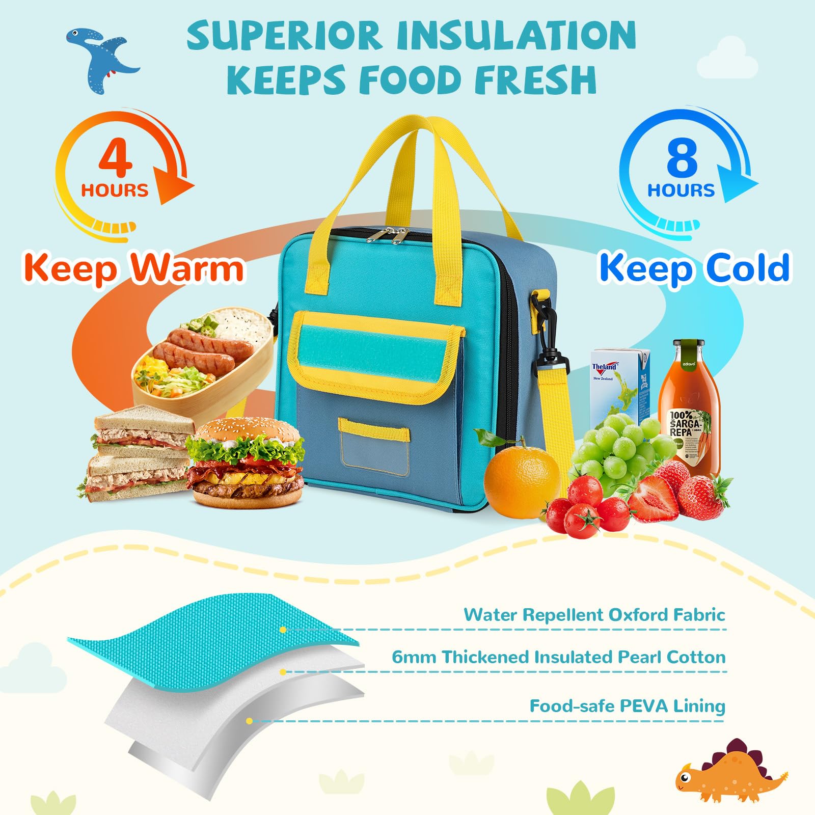 REDSHELL lunch bag with adjustable shoulder strap for comfortable, hands-free carry.