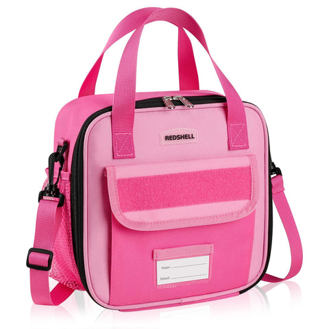 REDSHELL Tactical Lunch Box front view in rose red for organized school lunches