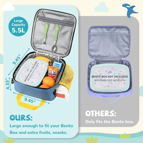 REDSHELL lunch box interior insulation with mesh pocket for ice packs and utensils.