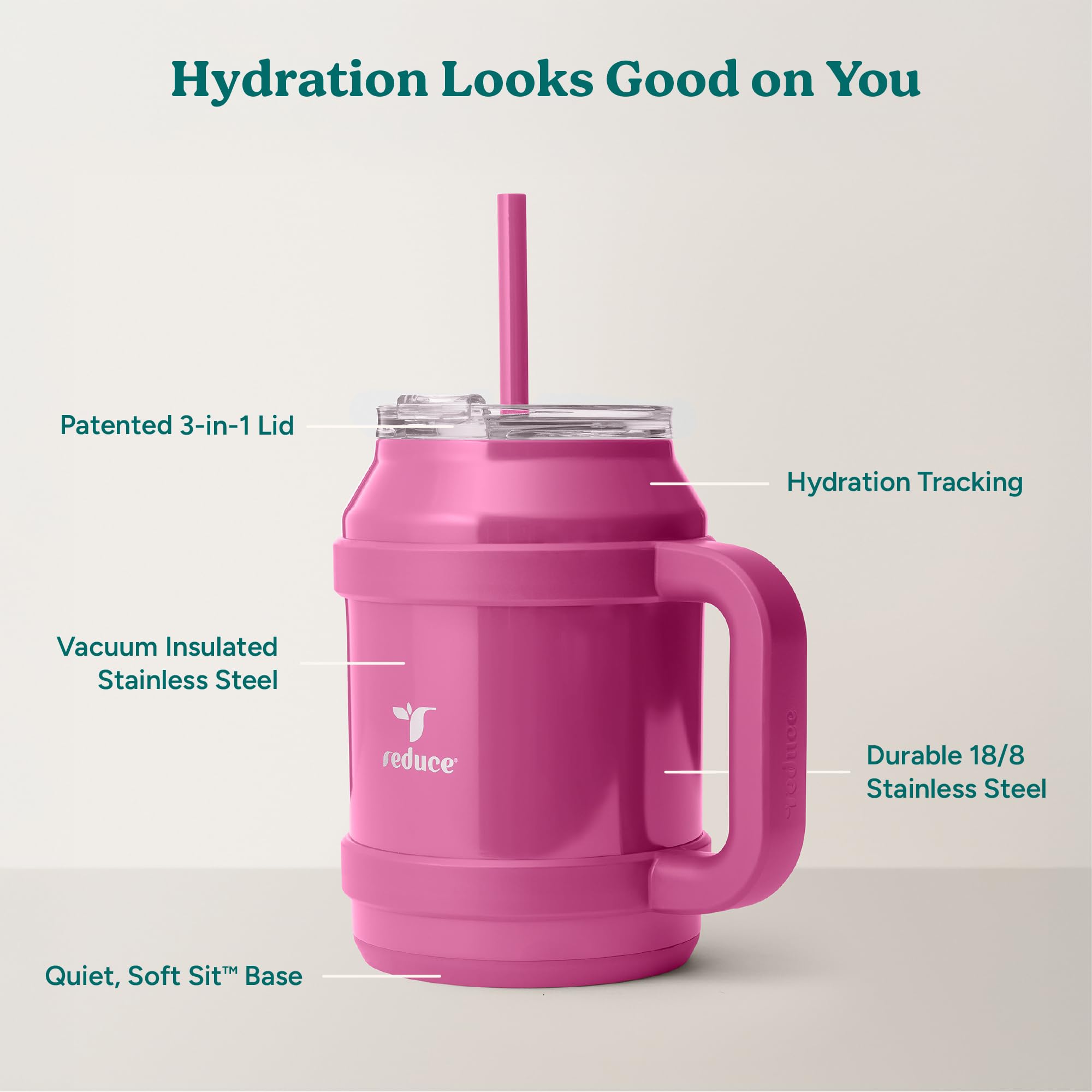 REDUCE stainless steel BPA-free tumbler for durable daily hydration.