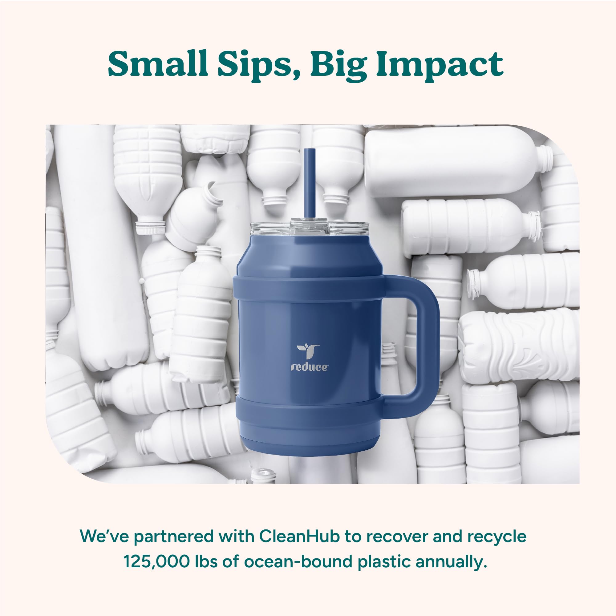 REDUCE 50 oz Cold1 tumbler inner ounce markings help track hydration goals.