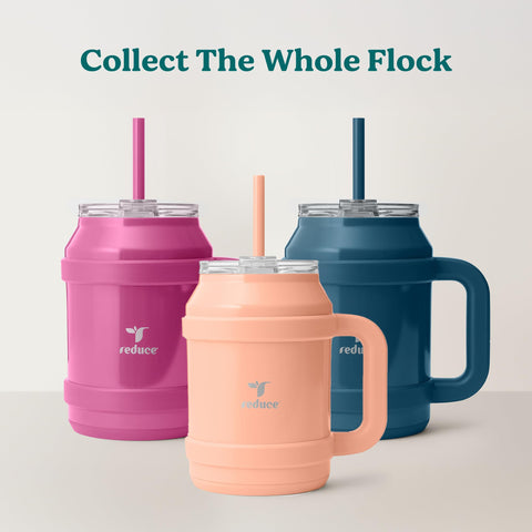 REDUCE 50 oz tumbler designed for portable use during travel and on the go.