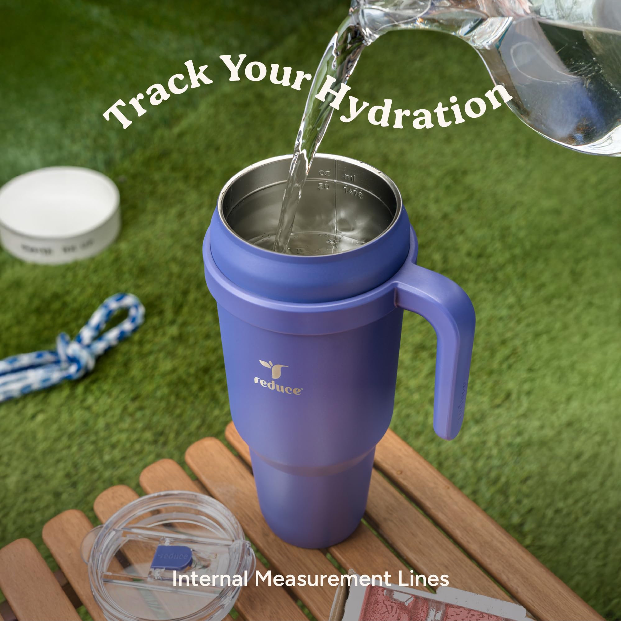 REDUCE 50 oz tumbler inner oz markings for easy hydration tracking