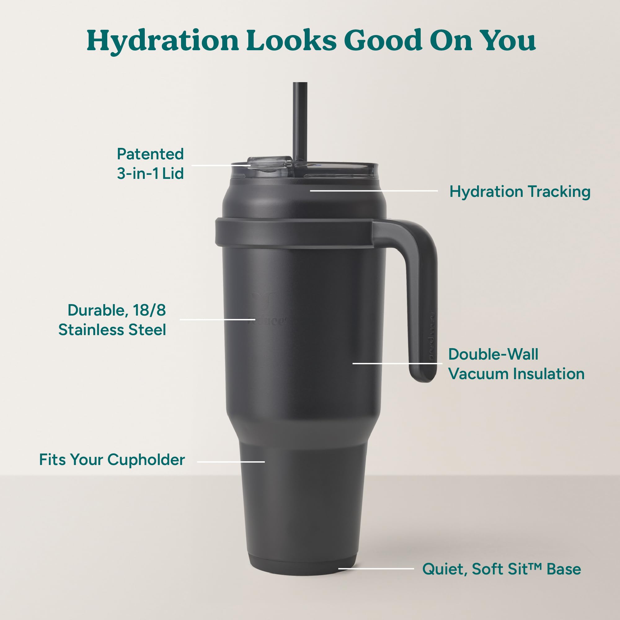 REDUCE 50 oz tumbler with reusable straw, ready for on-the-go hydration
