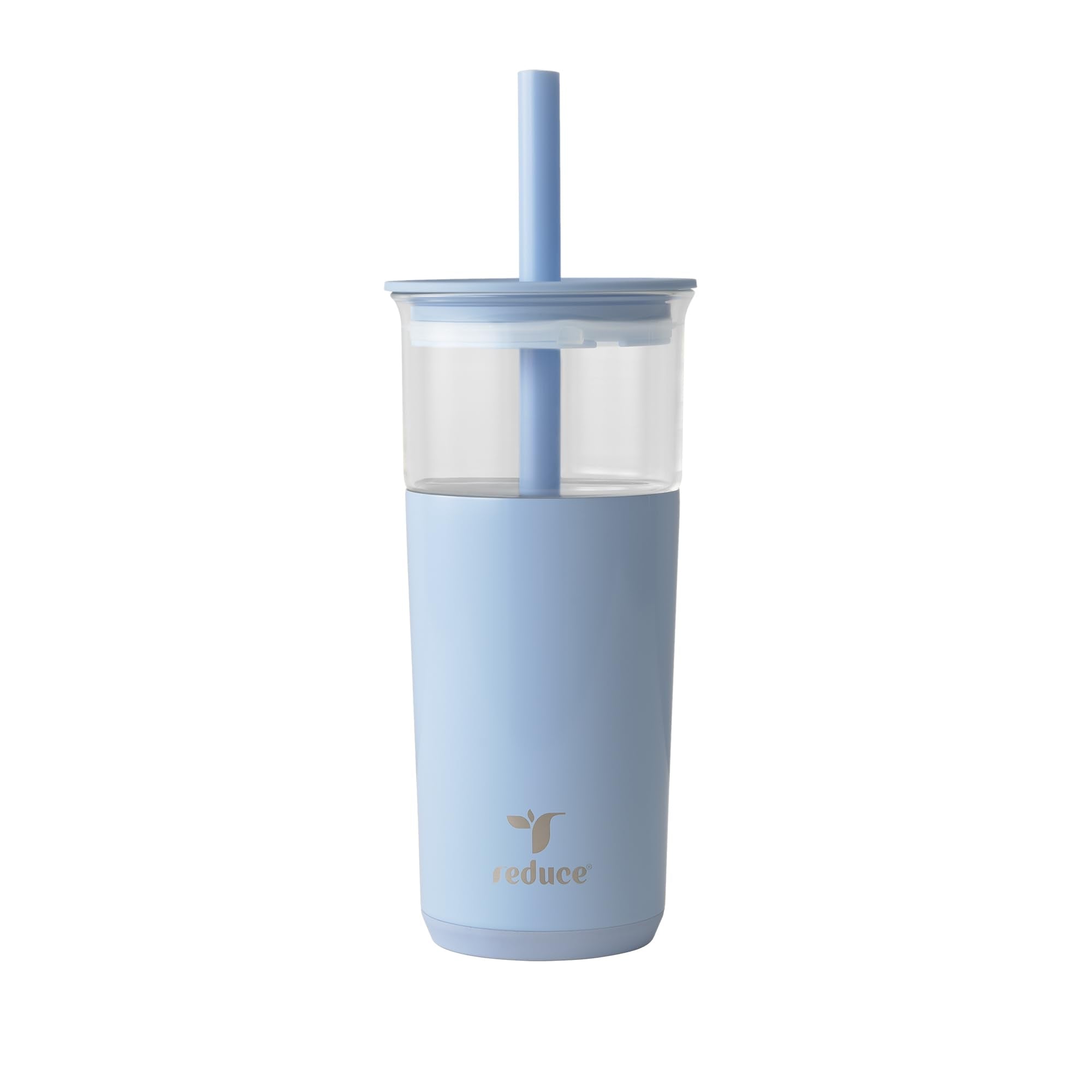 REDUCE Aspen 20 oz glass tumbler with lid for all day cold drinks.