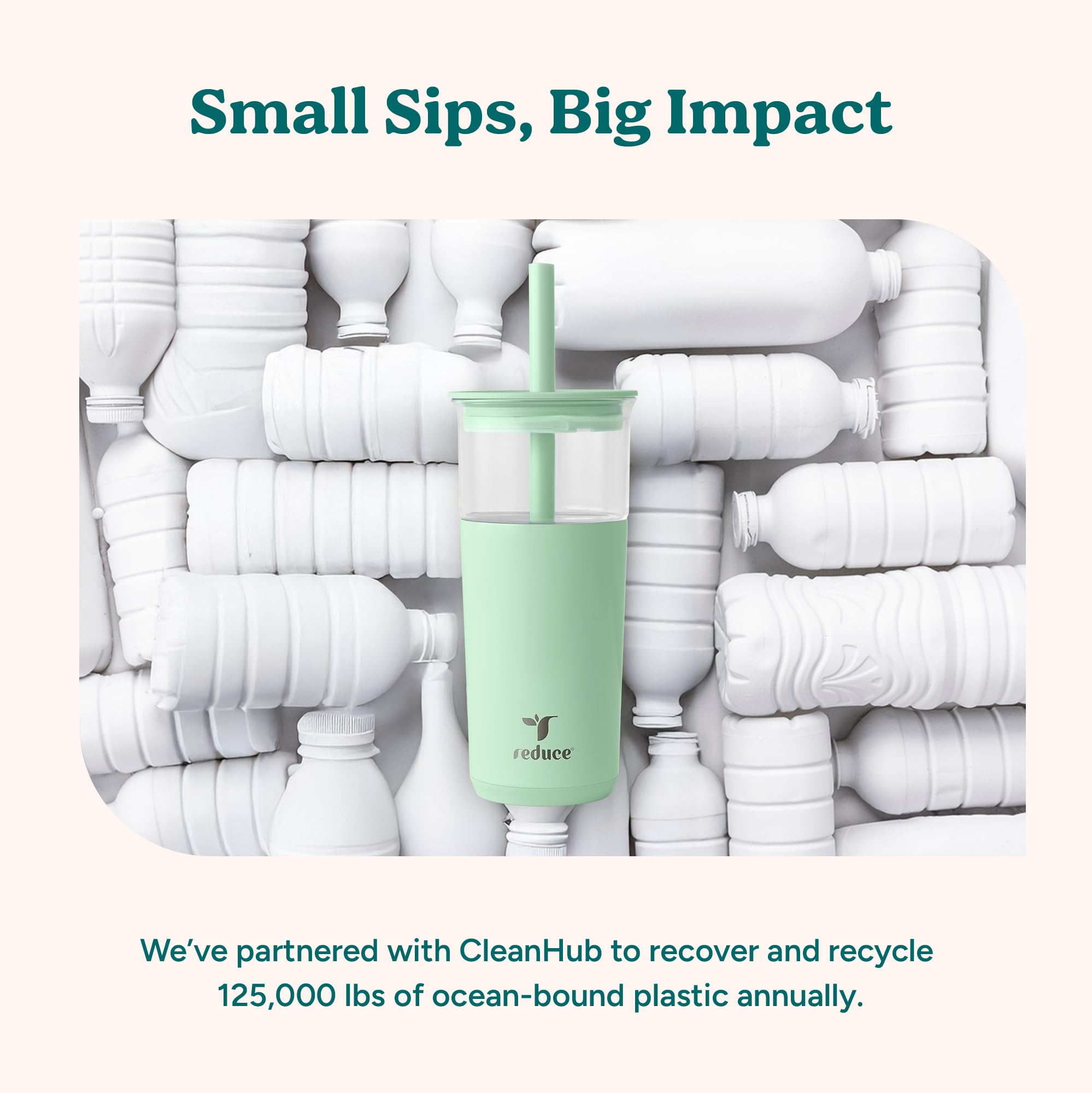 REDUCE Aspen dishwasher-safe glass tumbler for easy cleaning.