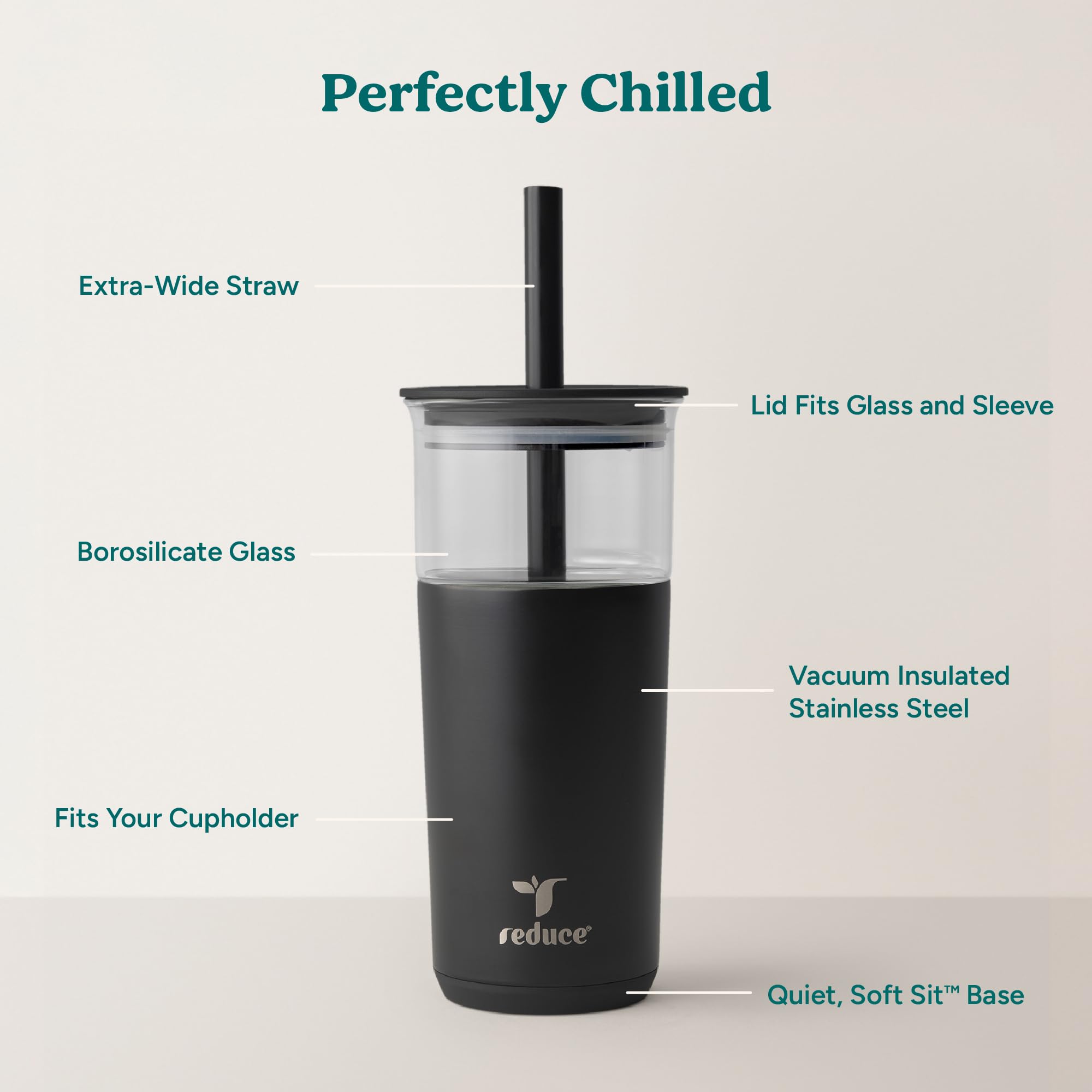 REDUCE Aspen vacuum insulated design keeps drinks cold for hours.