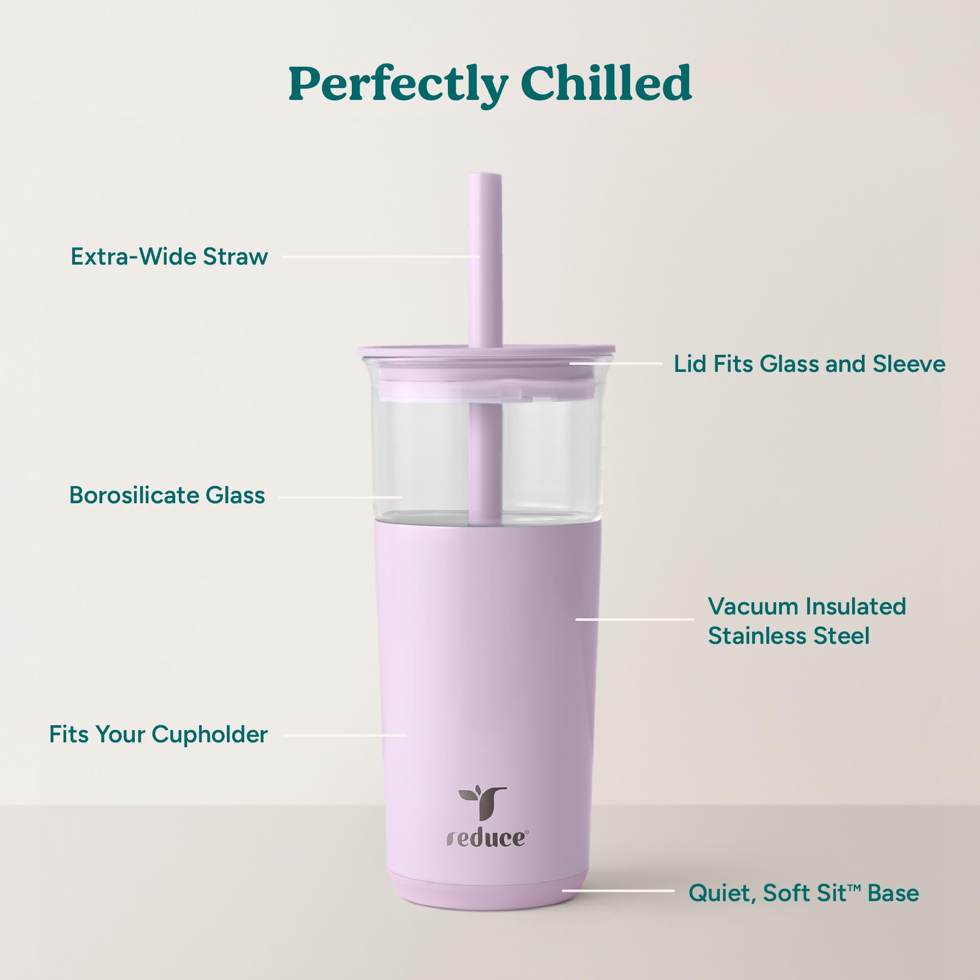 REDUCE Aspen wide-straw tumbler ideal for boba and thick smoothies.