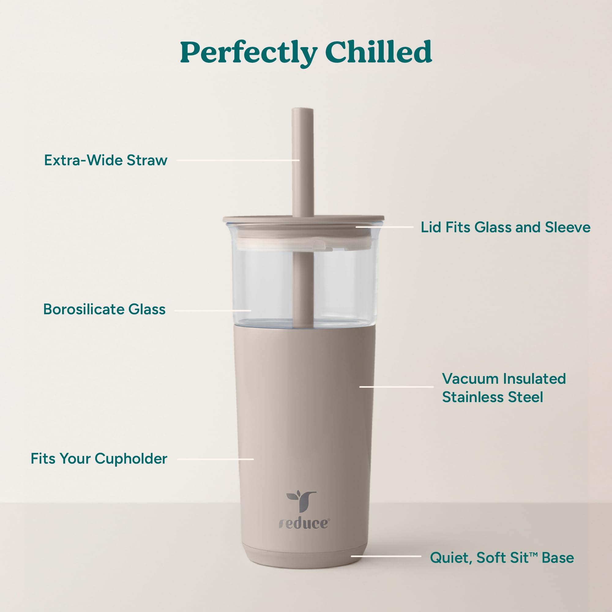 REDUCE Aspen wide straw supports boba and thick smoothies for easy sipping.