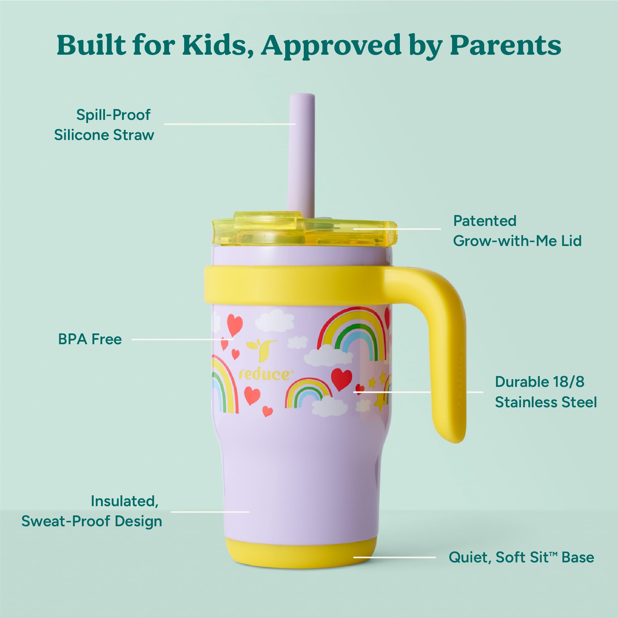 Built-in handle on the REDUCE Coldee kids tumbler for small hands.