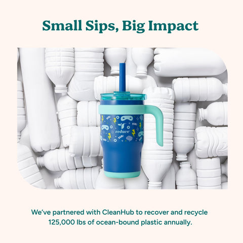 3-in-1 lid supports sipping, drinking, or gulping for growing kids.