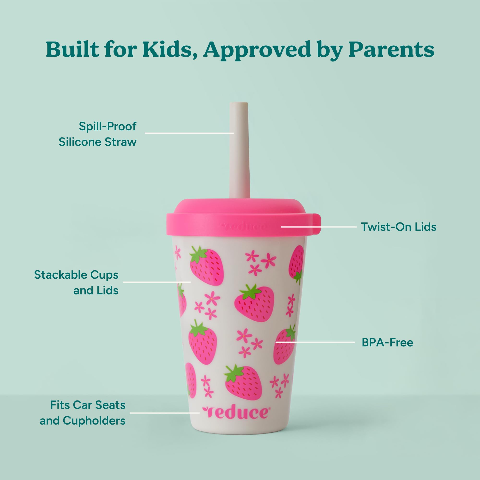 REDUCE GoGo kids tumbler featuring spill-proof straw ideal for busy playdates