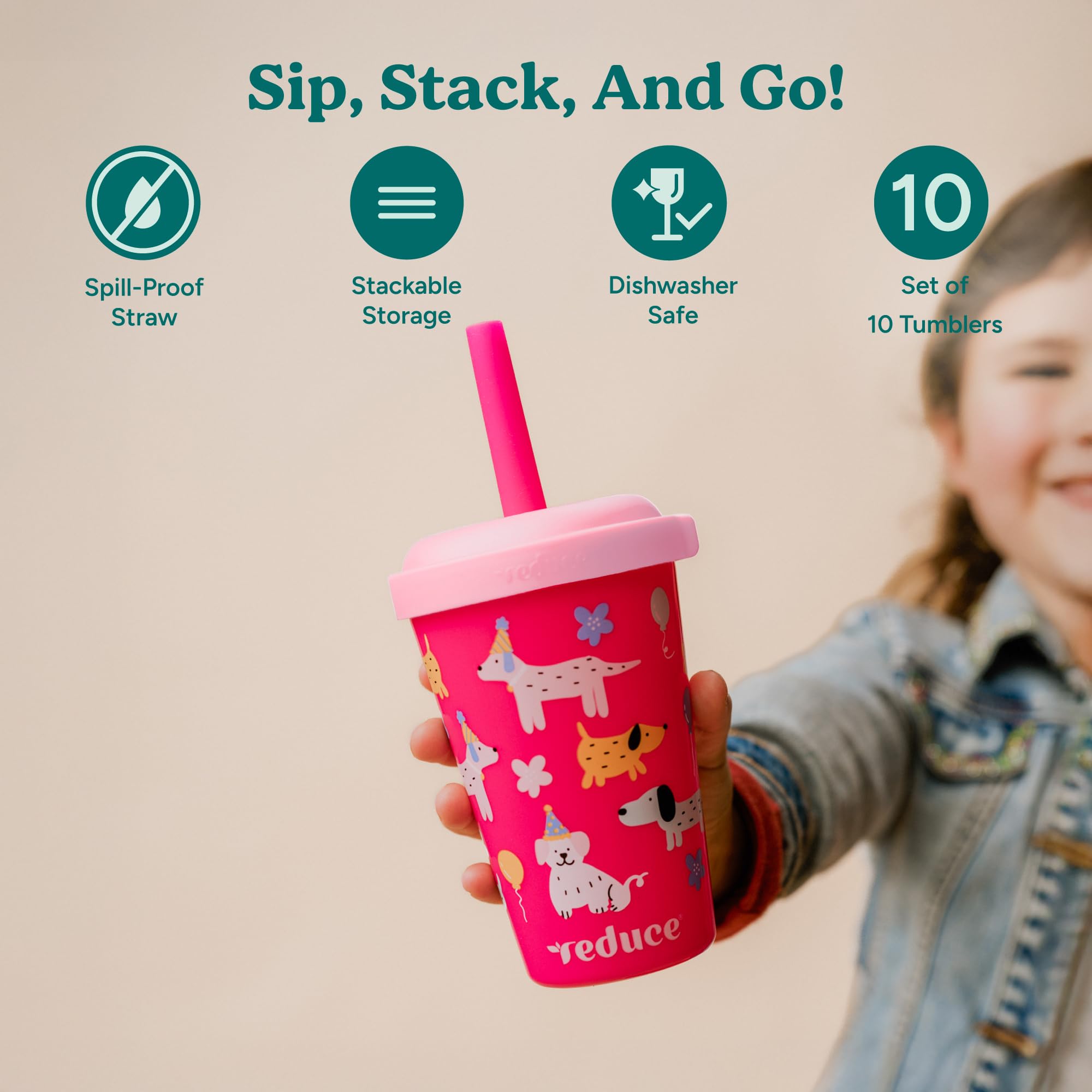 REDUCE GoGo kids tumbler with twist-on lid for secure travel and spill prevention