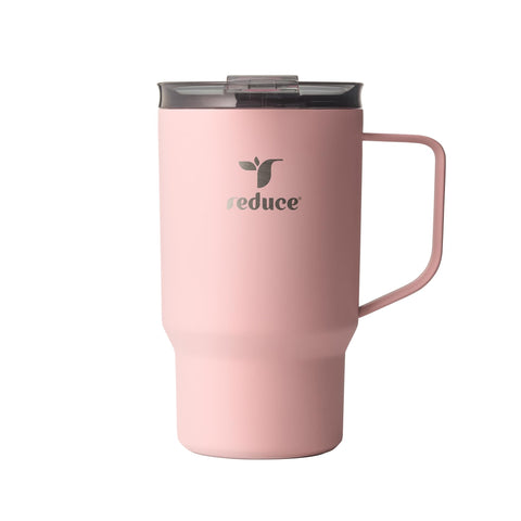 REDUCE Hot1 18 oz mug in Pink Salt keeps drinks hot during commutes.