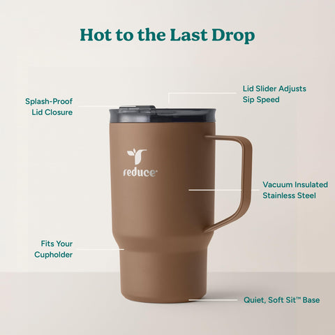 REDUCE Hot1 cupholder-friendly design fits car trips and commutes easily.