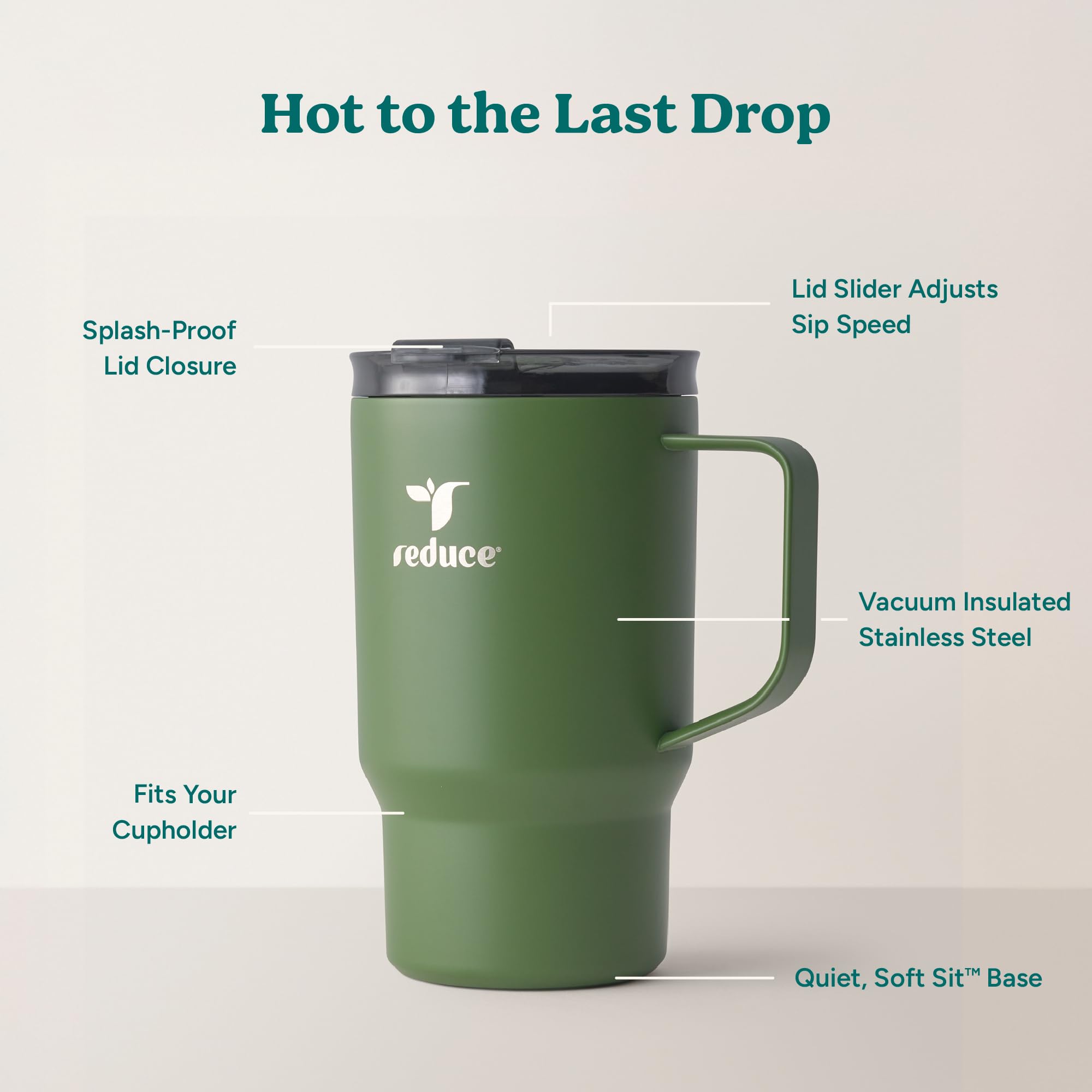 REDUCE Hot1 mug features a 360 welded handle for added strength.
