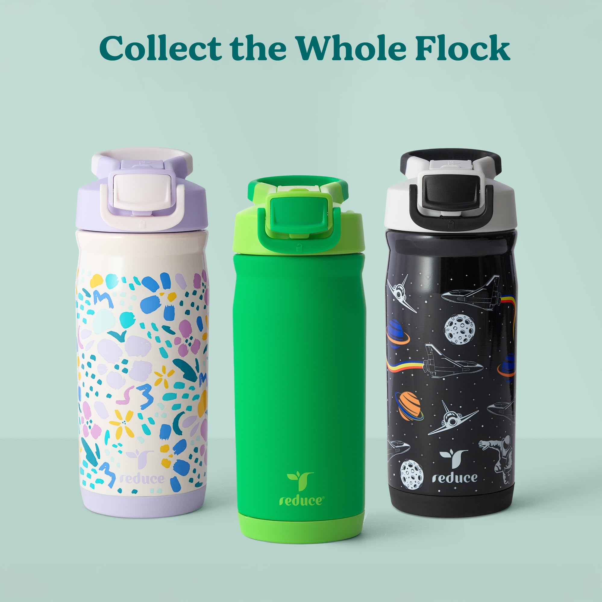 Reduce Hydrate Pro Kids abstract-flowers pattern adds playful style for kids.