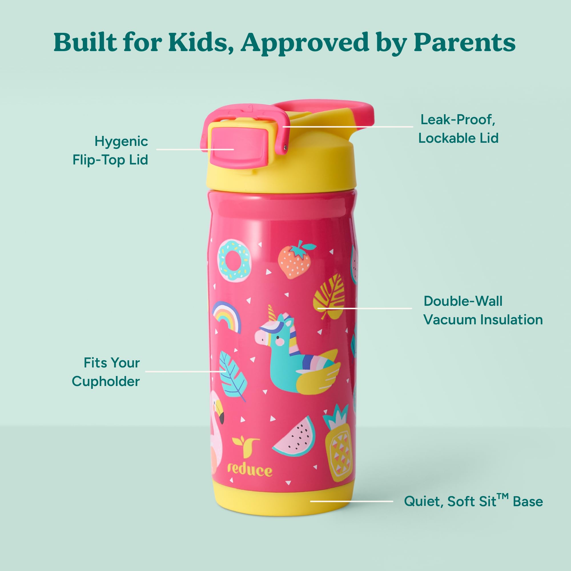 Reduce Hydrate Pro Kids 14oz bottle in use by a child during sports practice for hydration