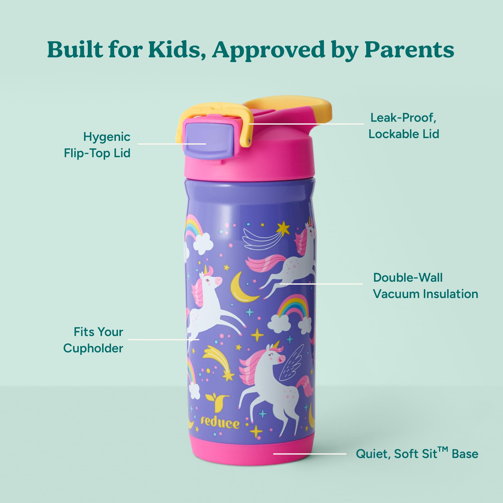 REDUCE Hydrate Pro Kids bottle insulation detail, 30-hour cold retention.
