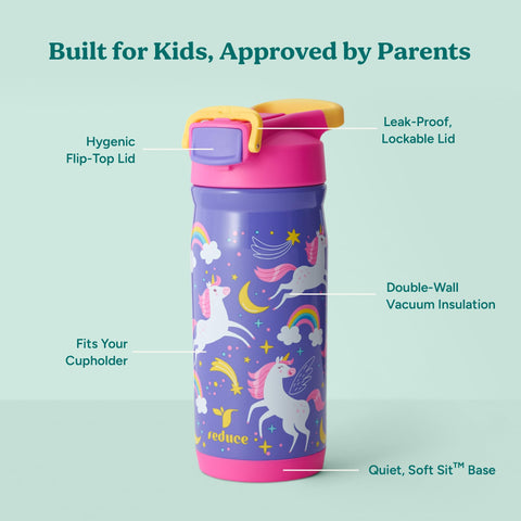 REDUCE Hydrate Pro Kids bottle insulation detail, 30-hour cold retention.