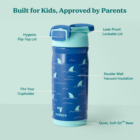 REDUCE Hydrate Pro Kids bottle lid with straw showcases spill-proof sipping