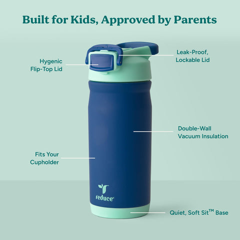 REDUCE Hydrate Pro Kids bottle with straw demonstrates spill-proof confidence during activities.