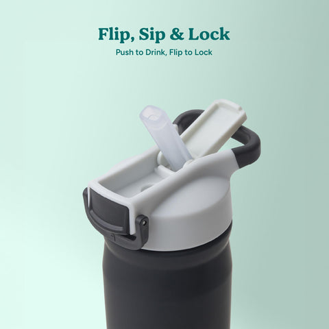 REDUCE Hydrate Pro Kids bottle in-use Moon Rock emphasizes 30-hour cold retention for outings.
