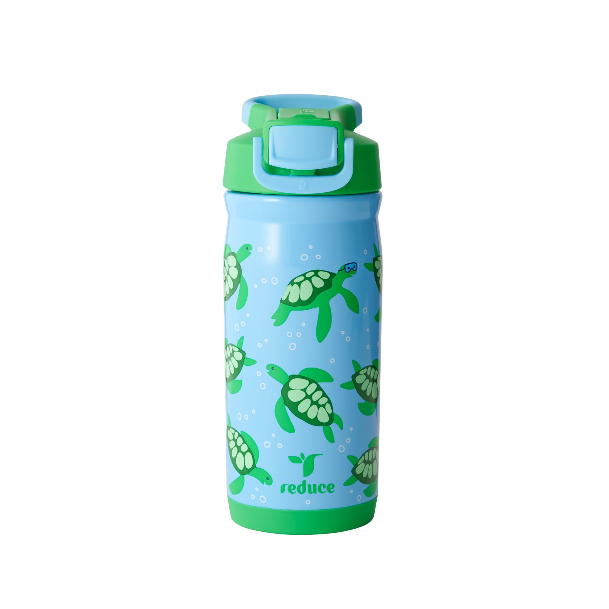 REDUCE Hydrate Pro Kids bottle with scuba turtles front view for easy school hydration