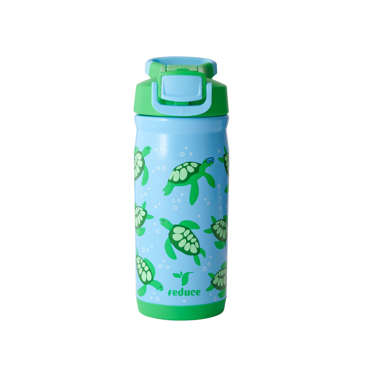 REDUCE Hydrate Pro Kids bottle with scuba turtles front view for easy school hydration