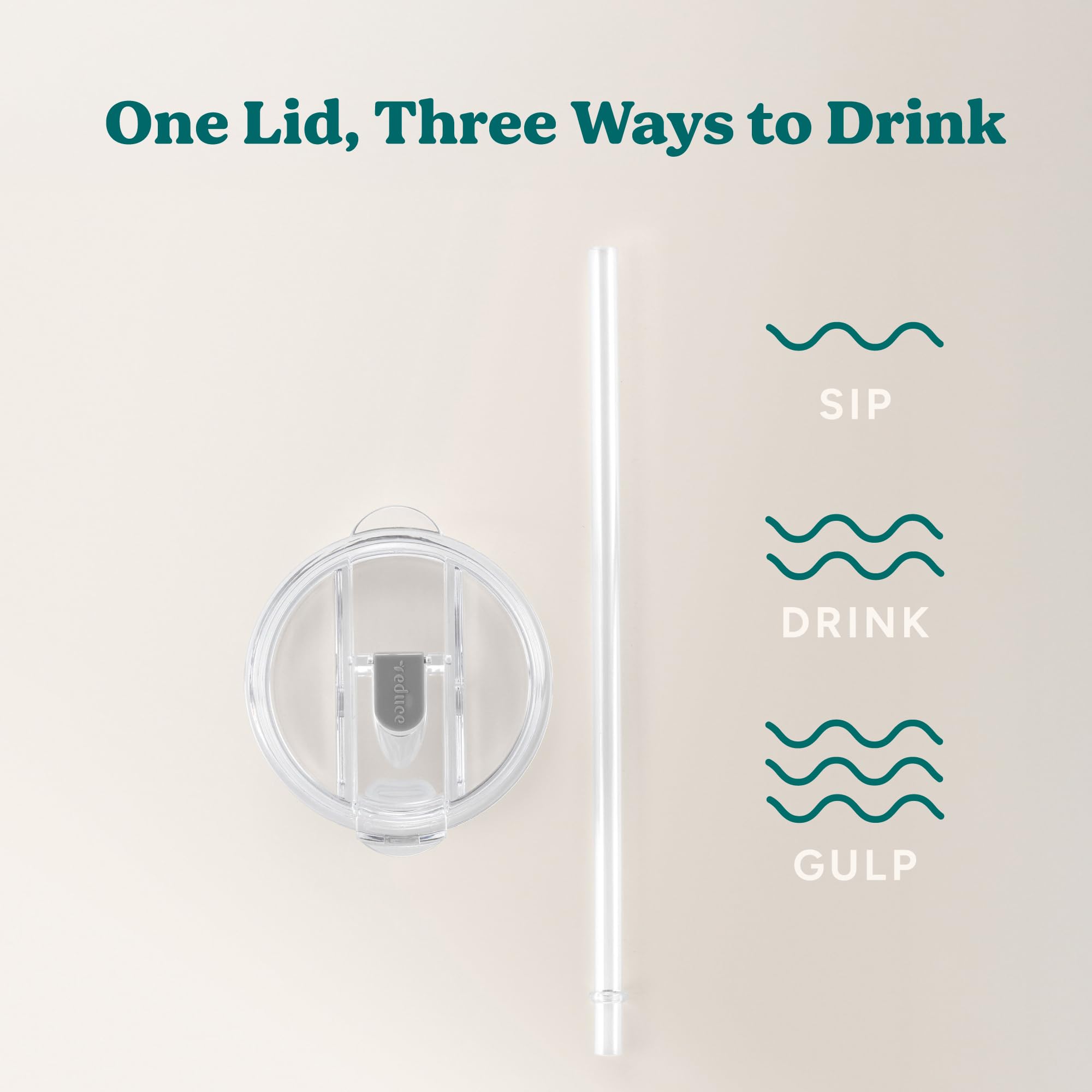 REDUCE large mug with lid and straw set ready for travel