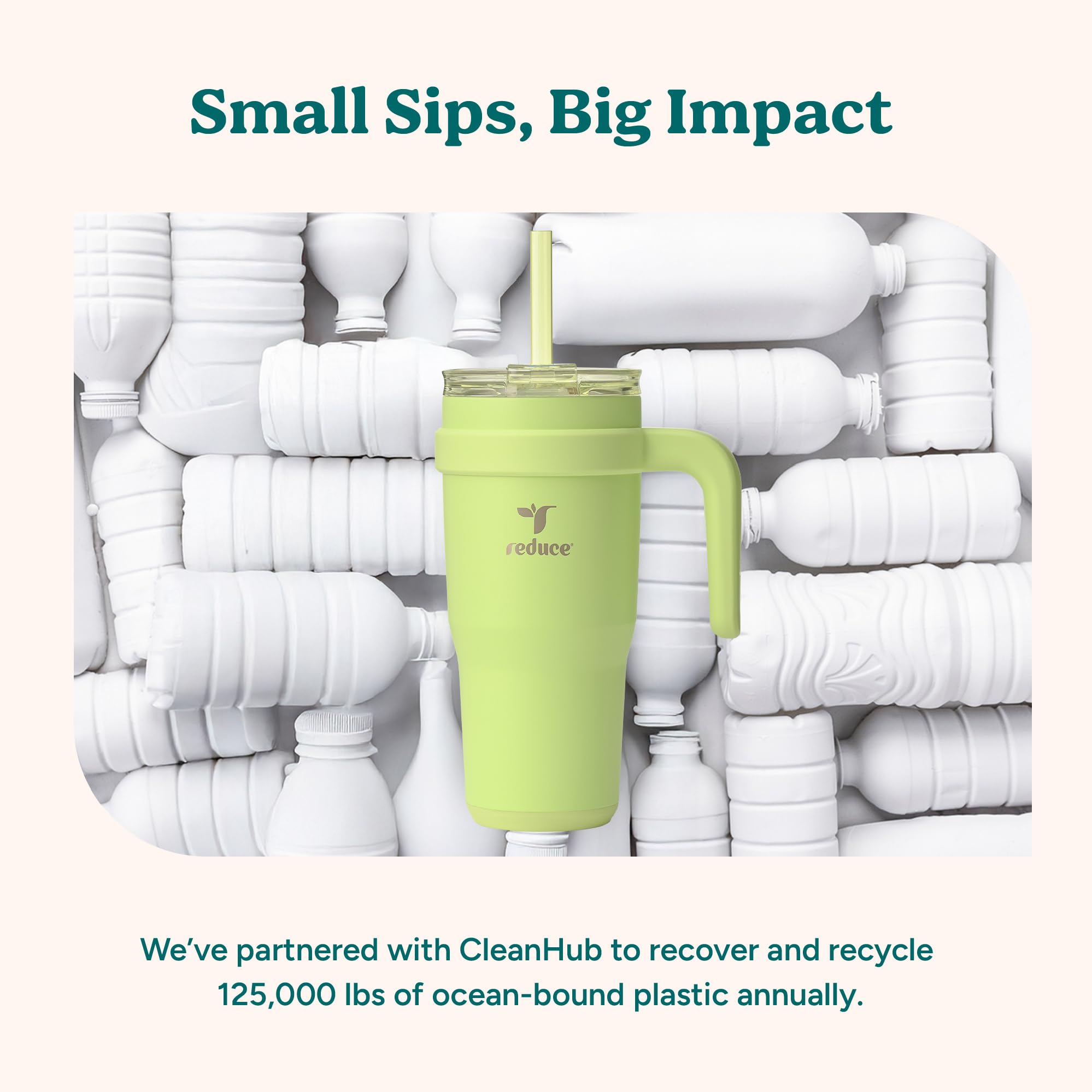 REDUCE reusable straw included to support eco-friendly hydration on the move.