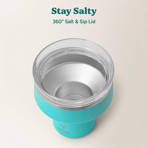Saltini tumbler with wide stem and soft base for comfortable, quiet grip