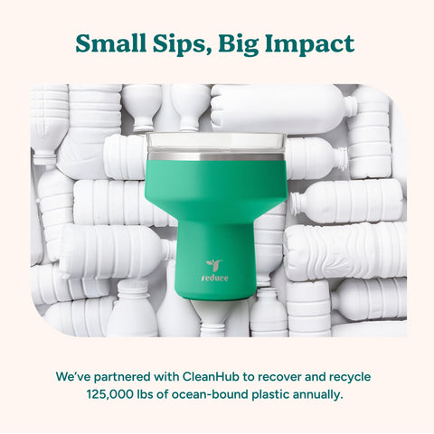 REDUCE Saltini shatterproof design provides spill-free portability outdoors