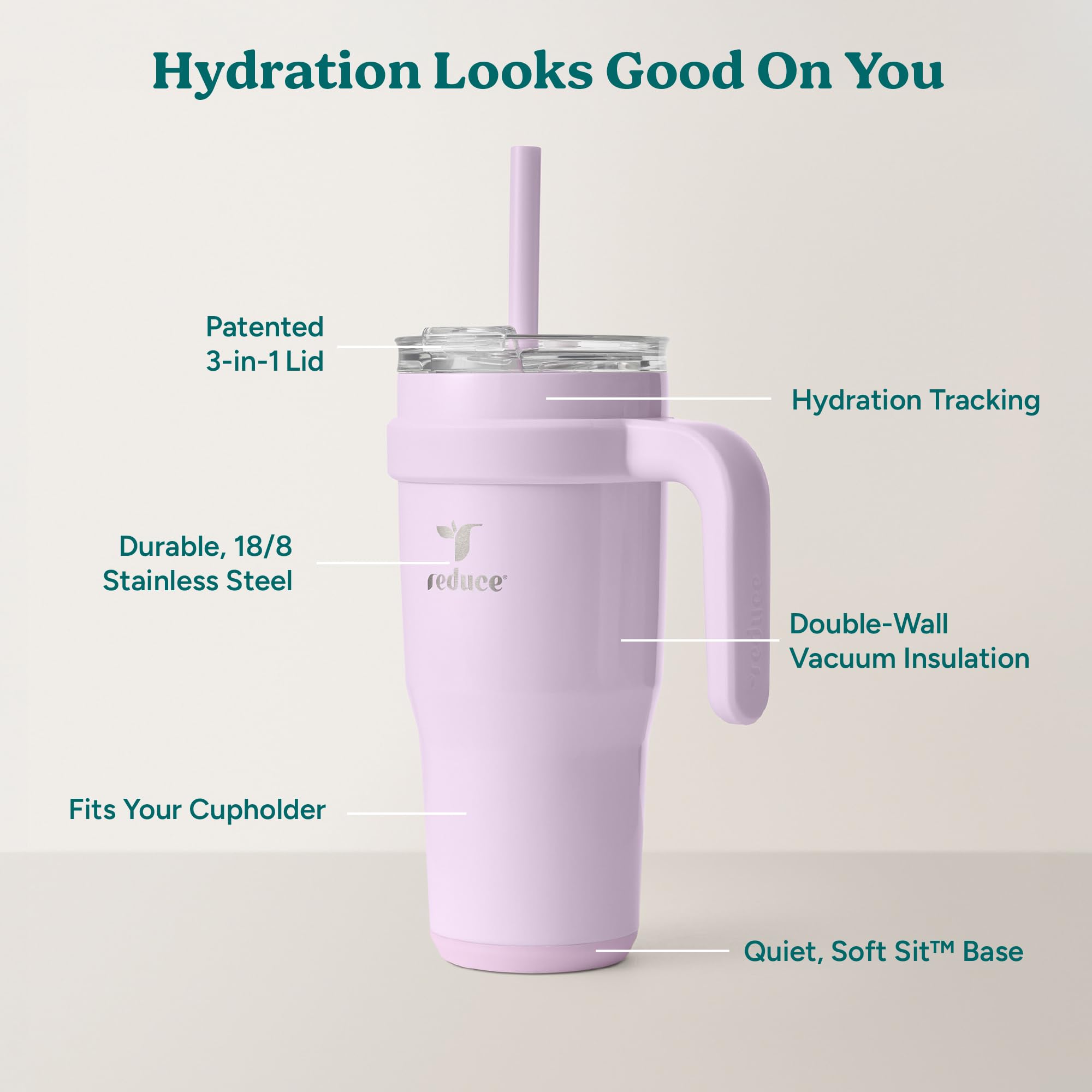 REDUCE Soft Sit base ensures a secure cupholder fit and stable placement.