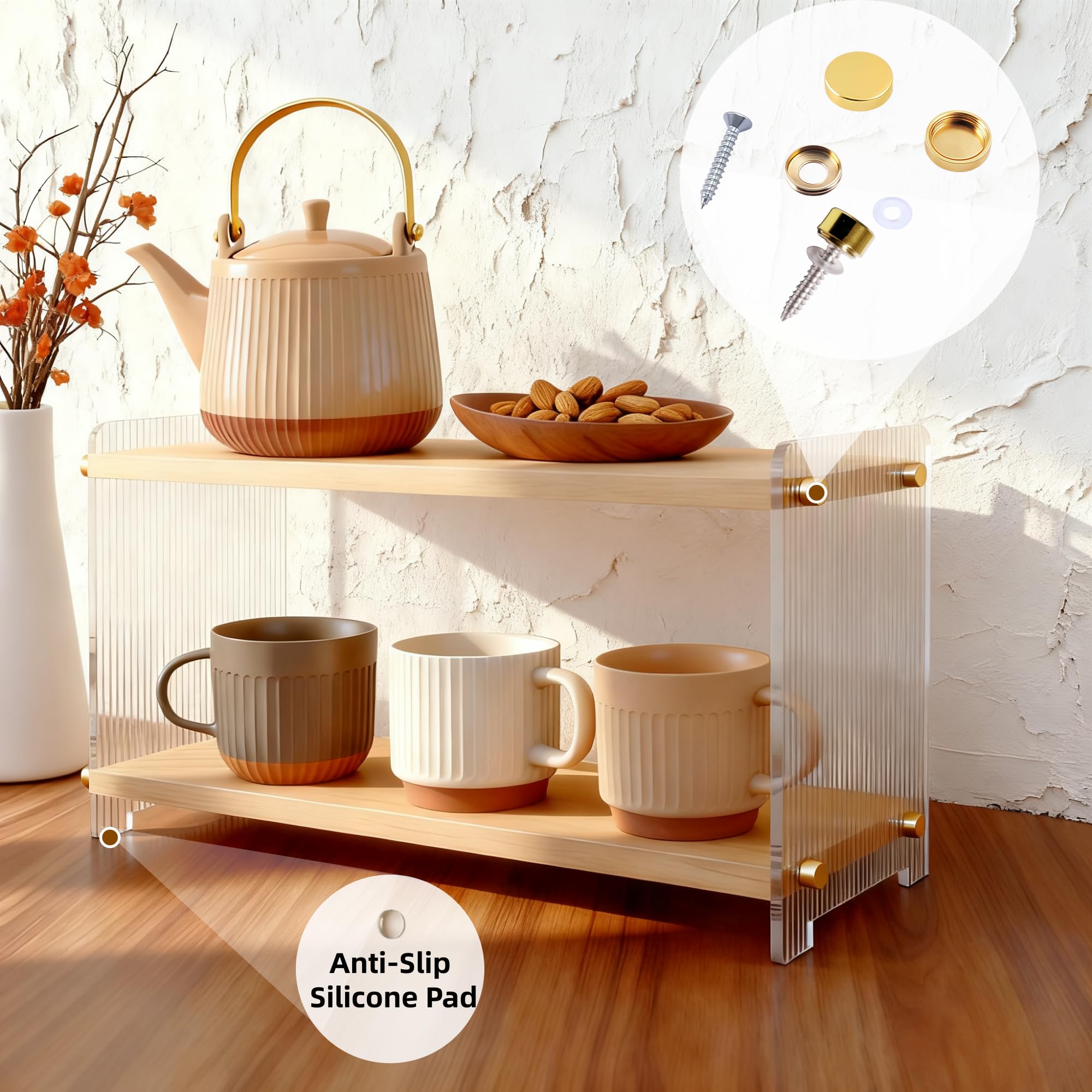 ReeGii organizer raises edge to help prevent spills.